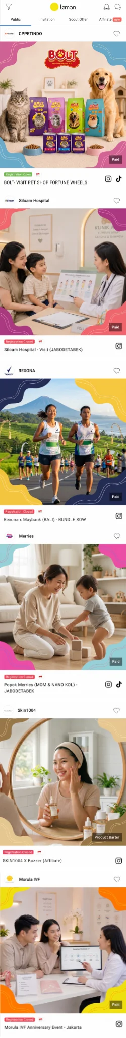 FAVOR creator app — available campaigns a creator can join